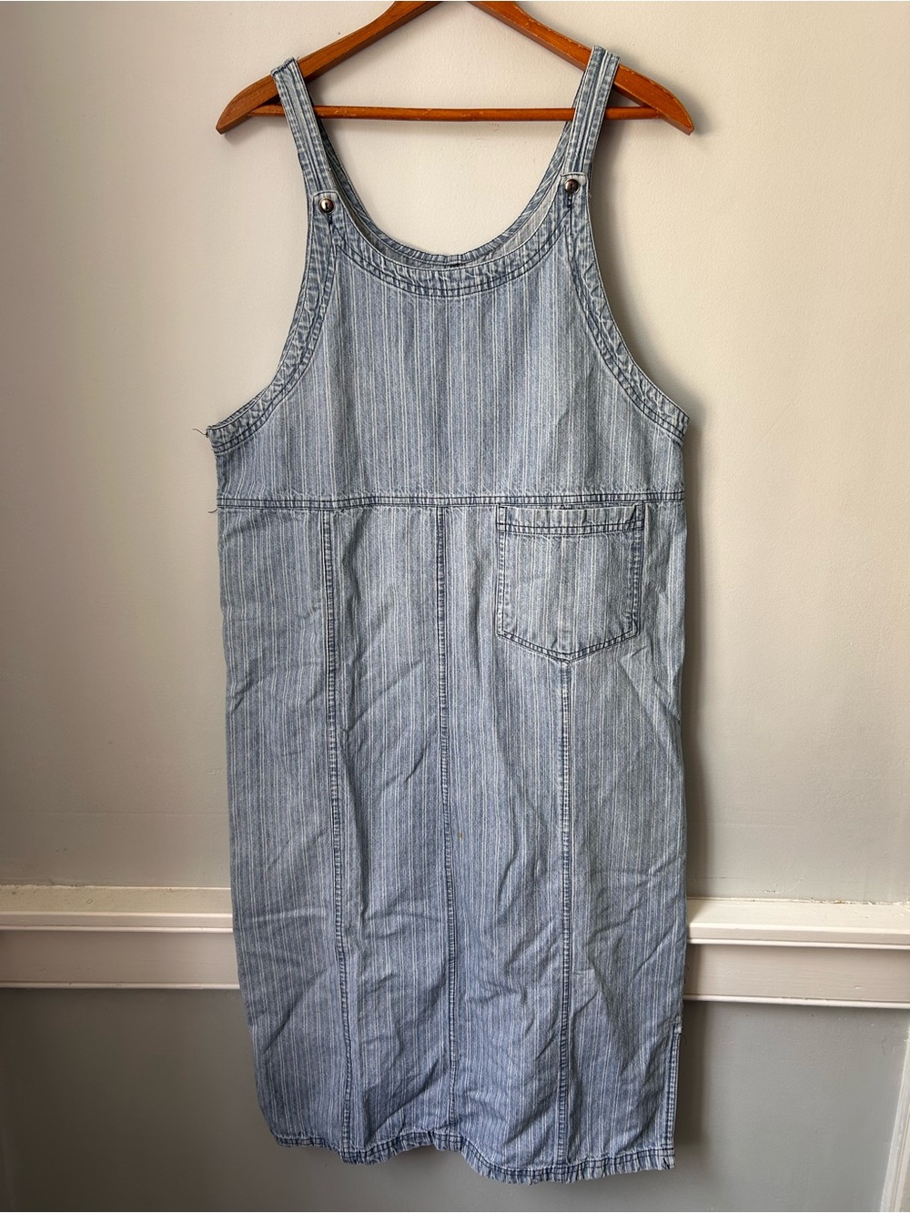 vintage 1990s Premier International pinstripe denim jumper dress